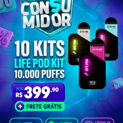10 - Life Pod Kit | Bateria + Refil 10.000